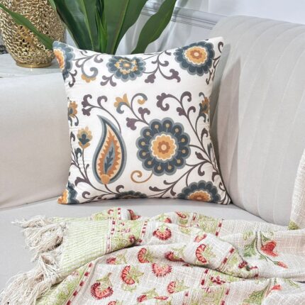 Ivory Garden Bloom Cushion Cover – Elegant Floral Accent