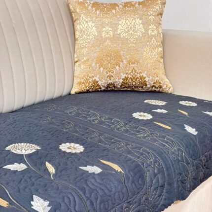 Midnight Elegance Sofa Cover with Floral Embroidery π€β¨