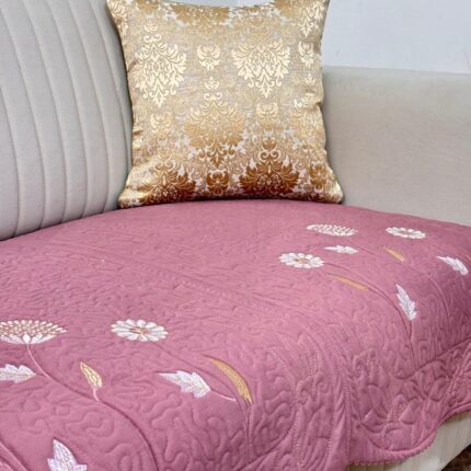 Blush Pink Elegance Sofa Cover with Floral Embroidery πΈβ¨