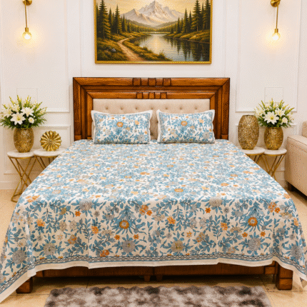 Elegant Satrangi Floral Bedsheet – Fresh Bloom Luxury for Your Bedroom 🛏️✨