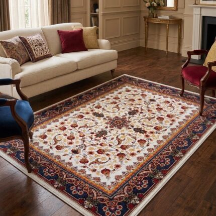 Classic Heritage: Ivory & Midnight Blue Floral Masterpiece