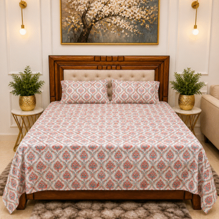 Coral & Teal Medallion Heritage Bedsheet Set
