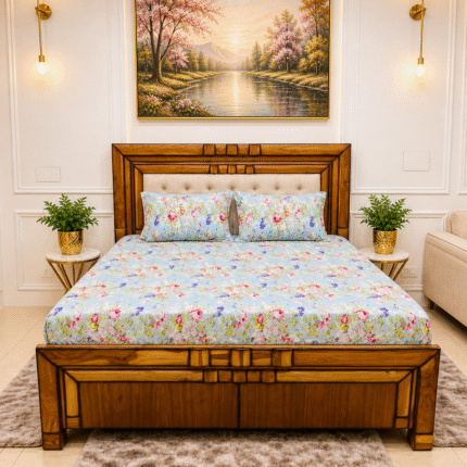 Premium Floral Fitted Bedsheet – Soft Pastel Elegance for a Serene Bedroom