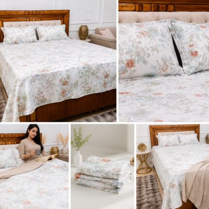 Vintage Bloom Cotton Bedsheet Set – Soft Florals for a Dreamy Bedroom