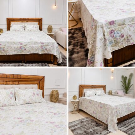 Pastel Garden Cotton Bedsheet Set – Graceful Florals, Everyday Comfort