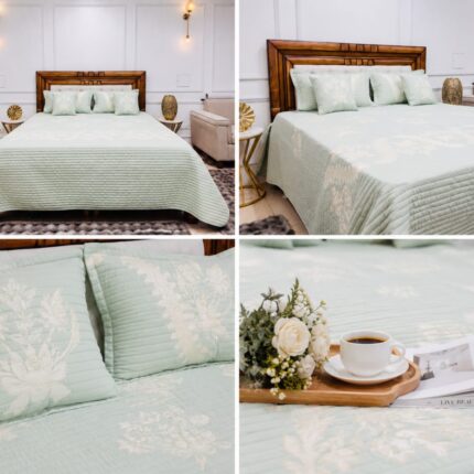 Mint Luxe Quilted Bedcover Set – Fresh Elegance for Modern Bedrooms