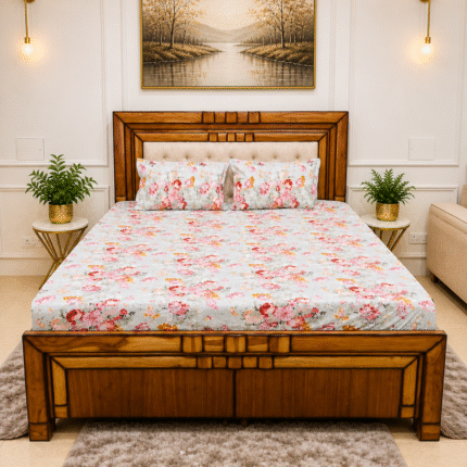Premium Floral Bedsheet in Soft Grey Base
