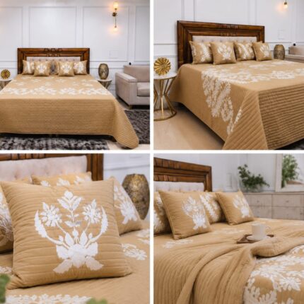 Golden Sand Quilted Bedcover Set – Warm Elegance for Luxurious Living