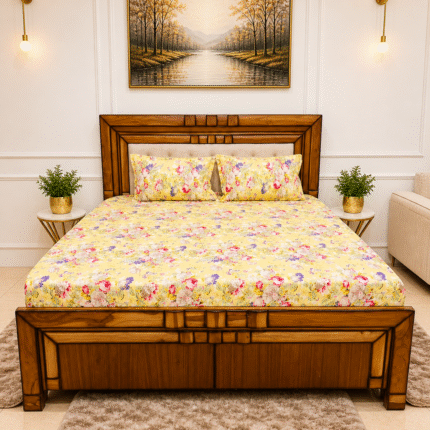 Vibrant Yellow Floral Fitted Bedsheet for a Fresh Bedroom Look