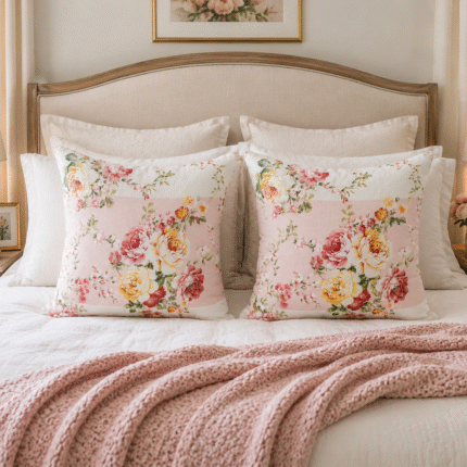 Blush Floral Cushion Cover – Elegant Rose Print Pillow Cover