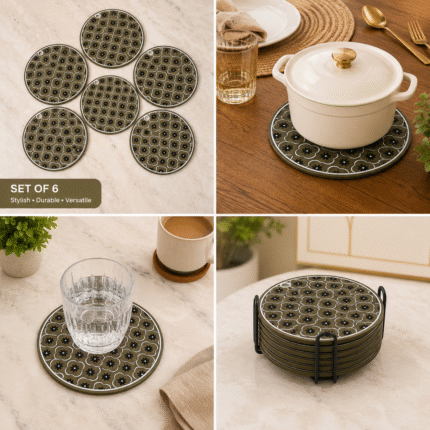 Elegant Floral Heat Resistant Trivet Set – Set of 6