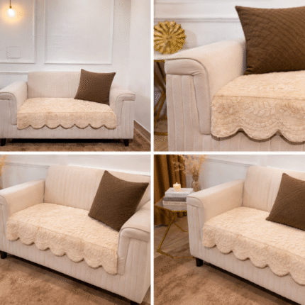 Premium Ivory Sofa Cover Set – Elegant Comfort with Modern Contrast