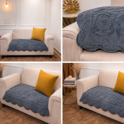 Premium Slate Blue Sofa Cover Set – Contemporary Elegance with a Bold Accent