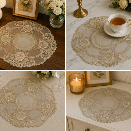 Vintage Floral Lace Table Mat – Timeless Embroidered Elegance
