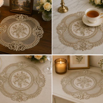Regal Floral Embroidered Table Mat – Classic Lace Collection