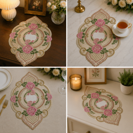 Royal Rose Embroidered Center Table Mat