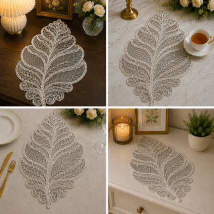 Elegant Leaf Lace Center Table Mat – Nature Inspired Collection