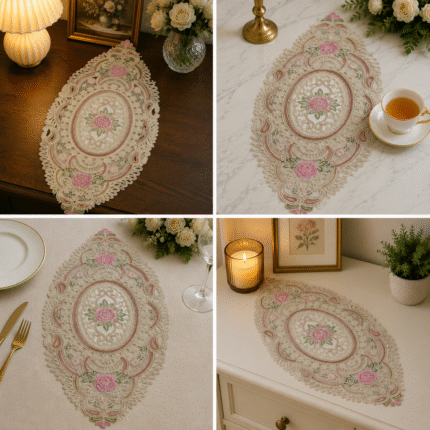 Turkish Rose Lace Table Runner – Where Elegance Blooms