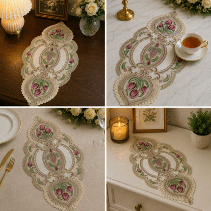 Turkish Tulip Lace Table Runner – A Bloom of Elegance